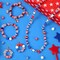 300Pcs Patriotic Polymer Clay Beads, Round Red White Blue Stars Hearts Circles Butterflies Hats Rainbows 4th of July American Flag Spacer Beads for Bracelet Necklace Making Earrings Craft